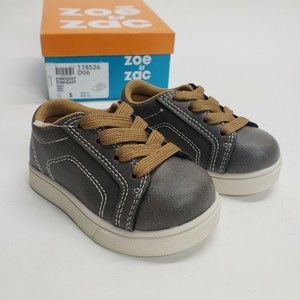Zoe & Zac Shoes NEW Size 5 Toddler Brown Leather Look Skid Resistant Lace Dwight